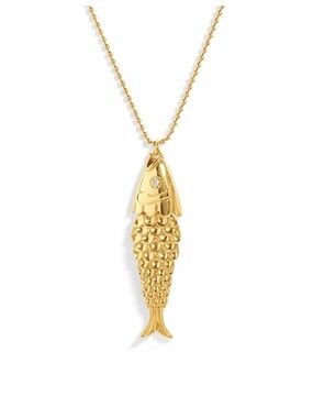 Coastal Classic! Gold Dorado Fish Pendant Necklace (3024) NWOT